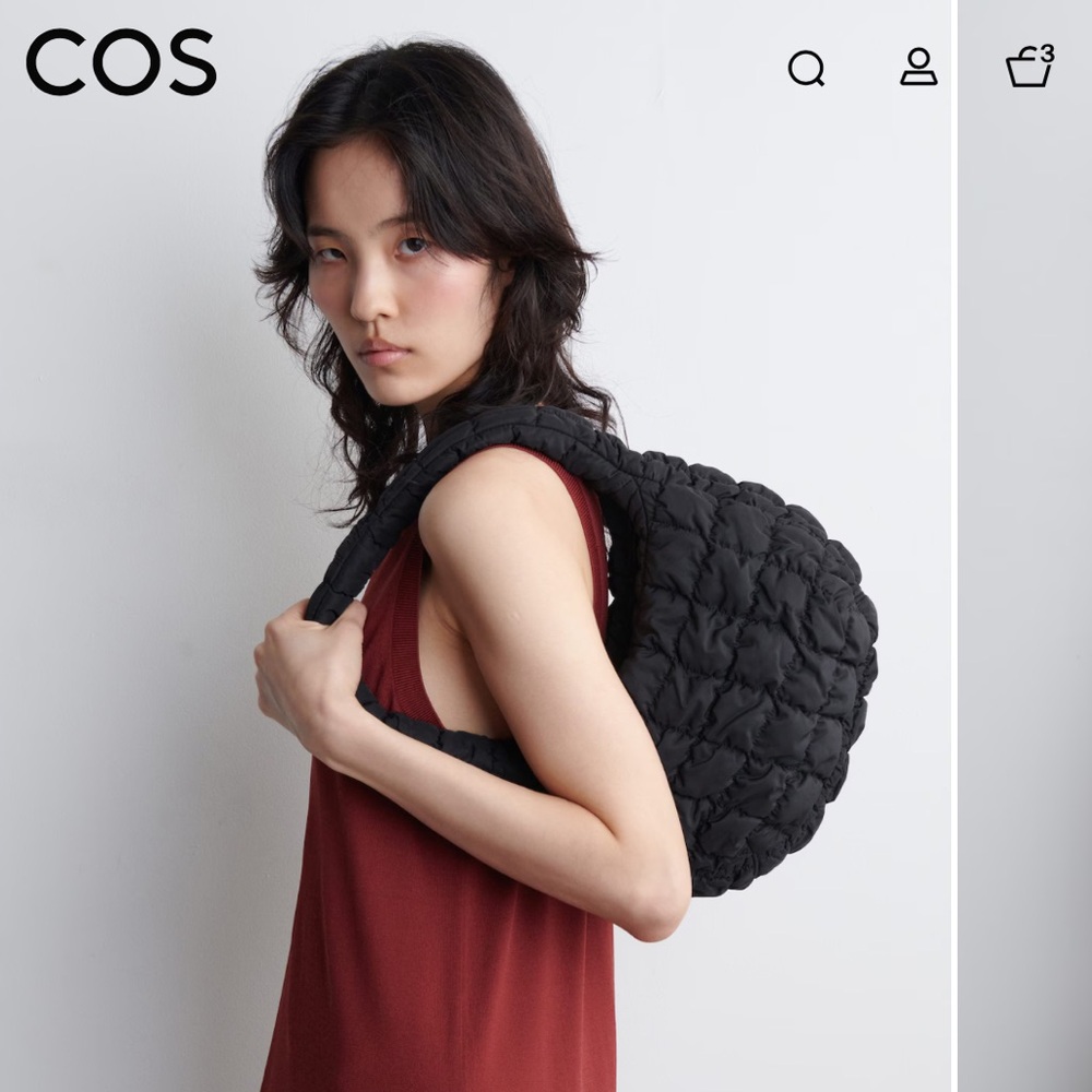 NWOT cos black quilted puffy bag